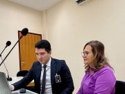 Dra. Jane Nóbrega e o advogado Landoaldo Falcão em audiência virtual 
