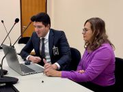 Dra. Jane Nóbrega e o advogado Landoaldo Falcão em audiência virtual